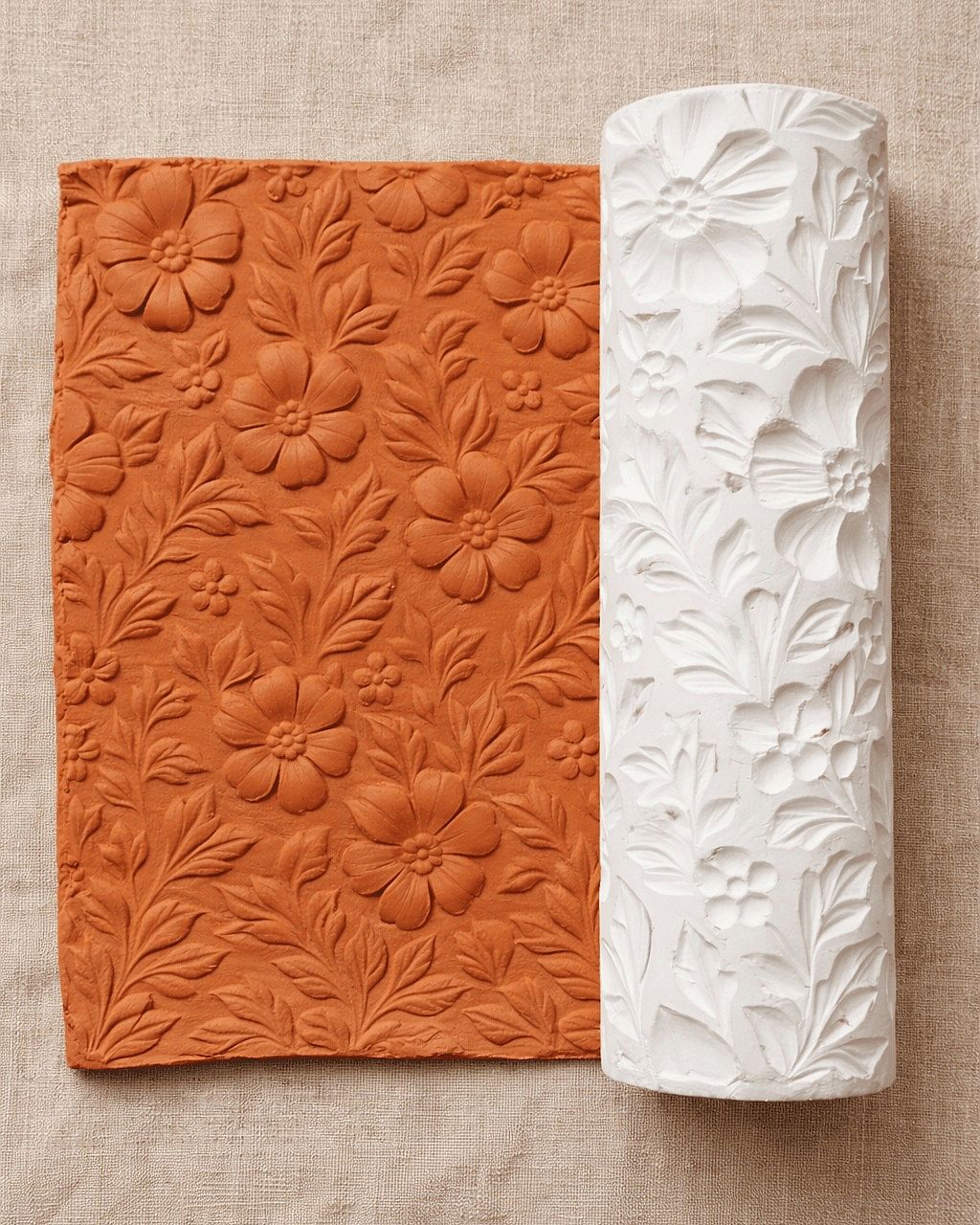 Hedgerow Blossom Texture Roller – 40×40×120 mm