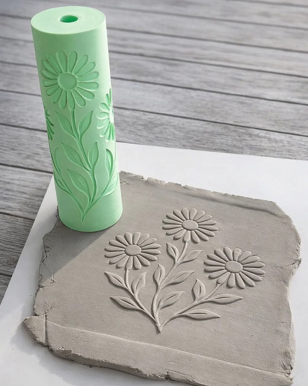 Daisy Bloom Pattern Texture Roller – 12 cm Clay, Fondant & Pottery Imprint Tool | InDecorBD