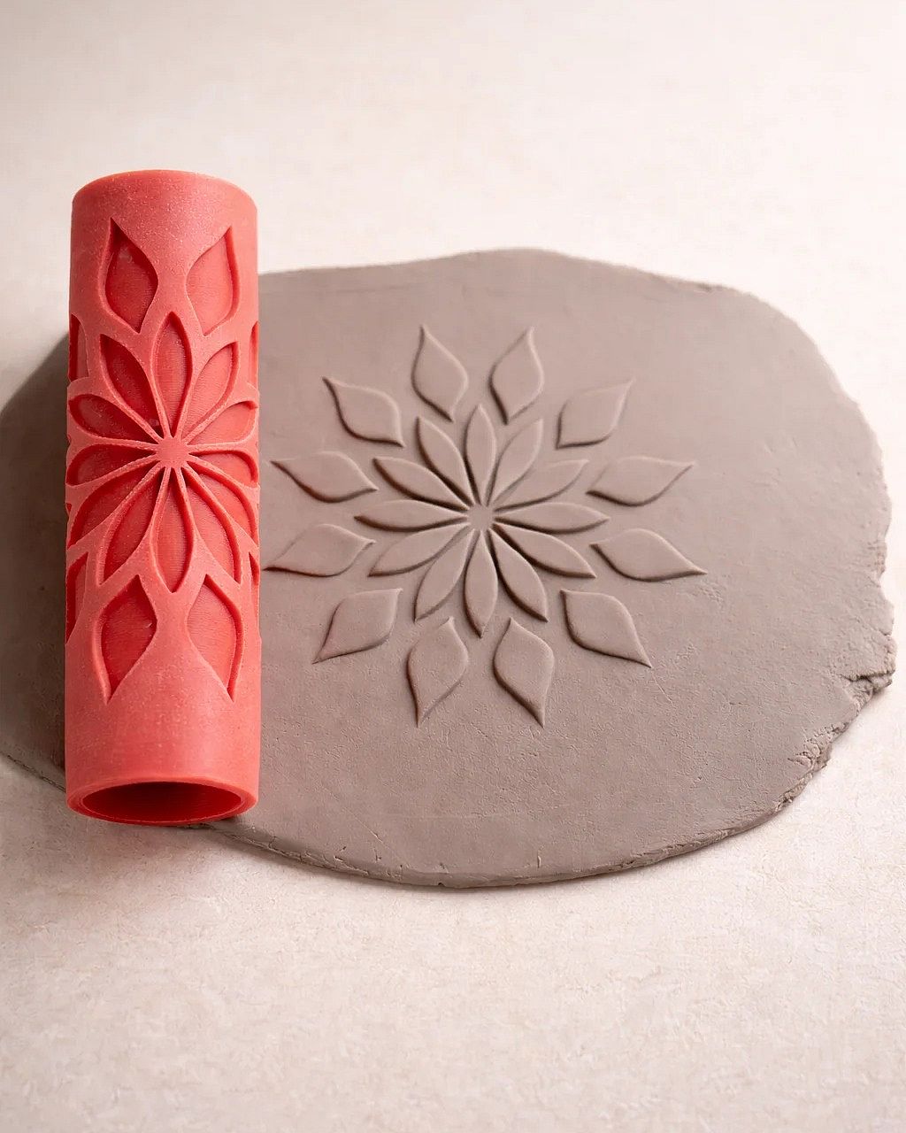 Large Floral Mandala Texture Roller for Cookie, Chocolate, Fondant & Clay – Pattern Roller